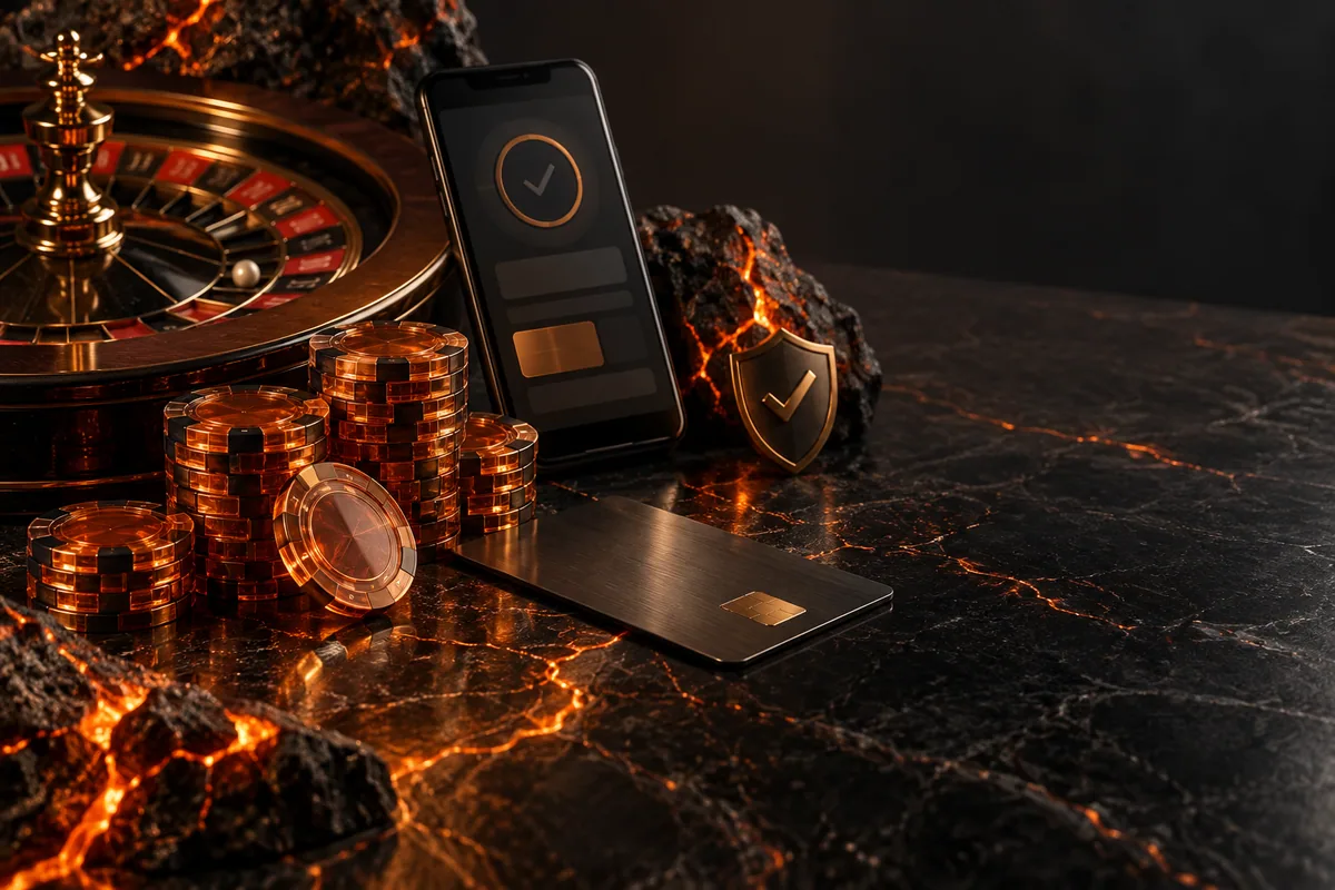 Sicherheitsprüfung neben Roulette und Spielchips